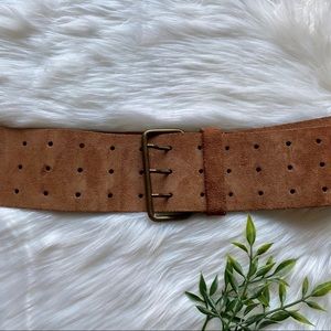 H&M Brown Suede Grommet Statement Belt